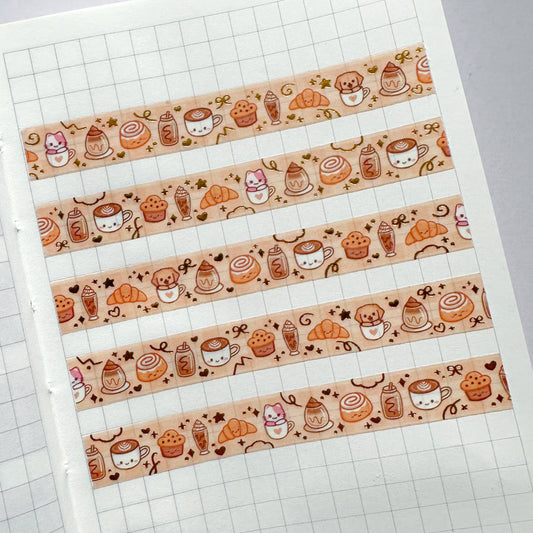 Lattes & Pastries 10mm Washi Tape with Gold Foil