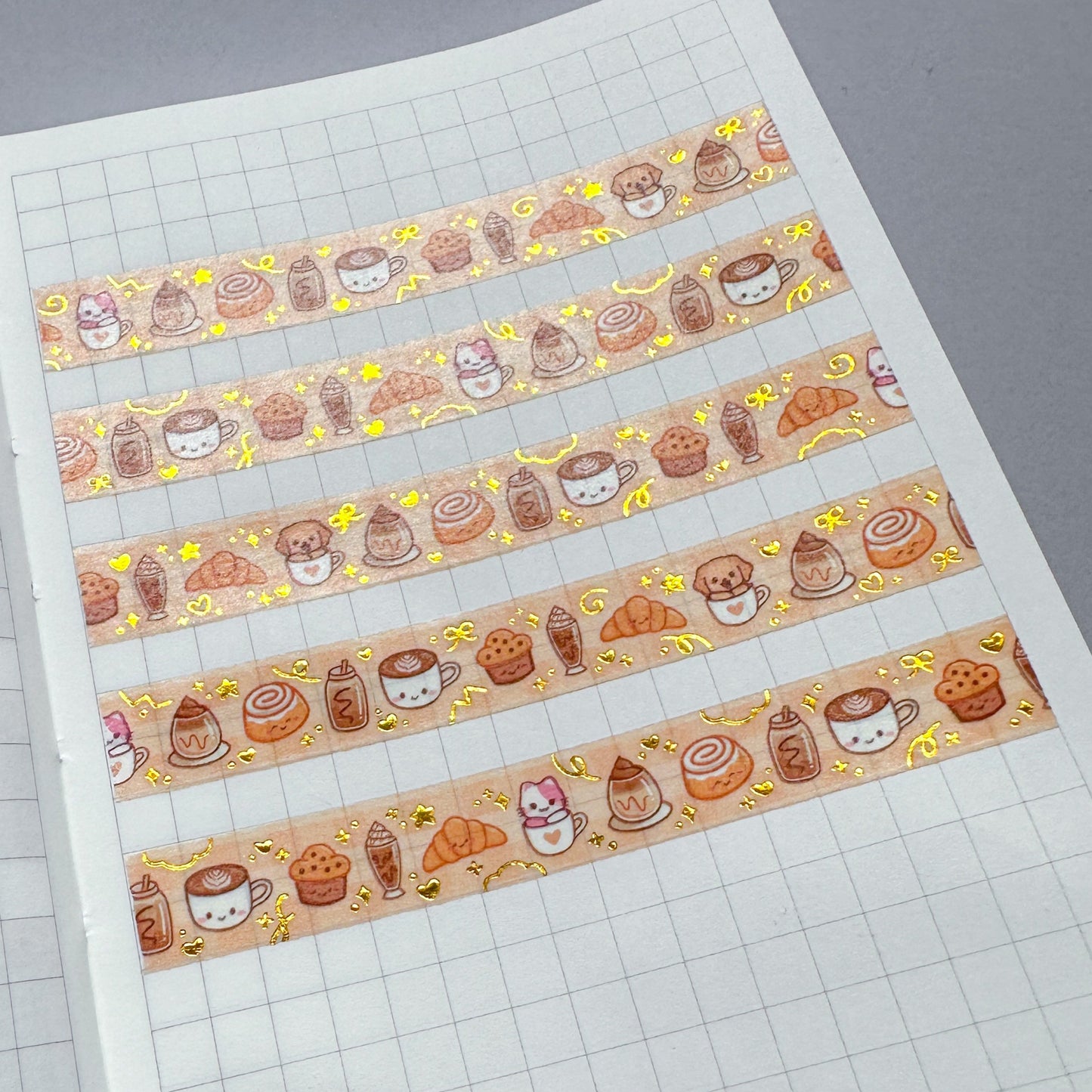 Lattes & Pastries 10mm Washi Tape with Gold Foil