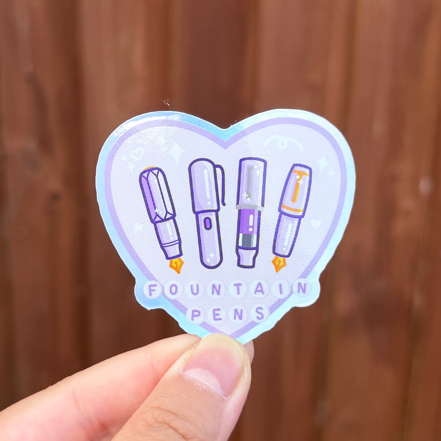 Fountain Pens Love - Holographic Die Cut Stickers