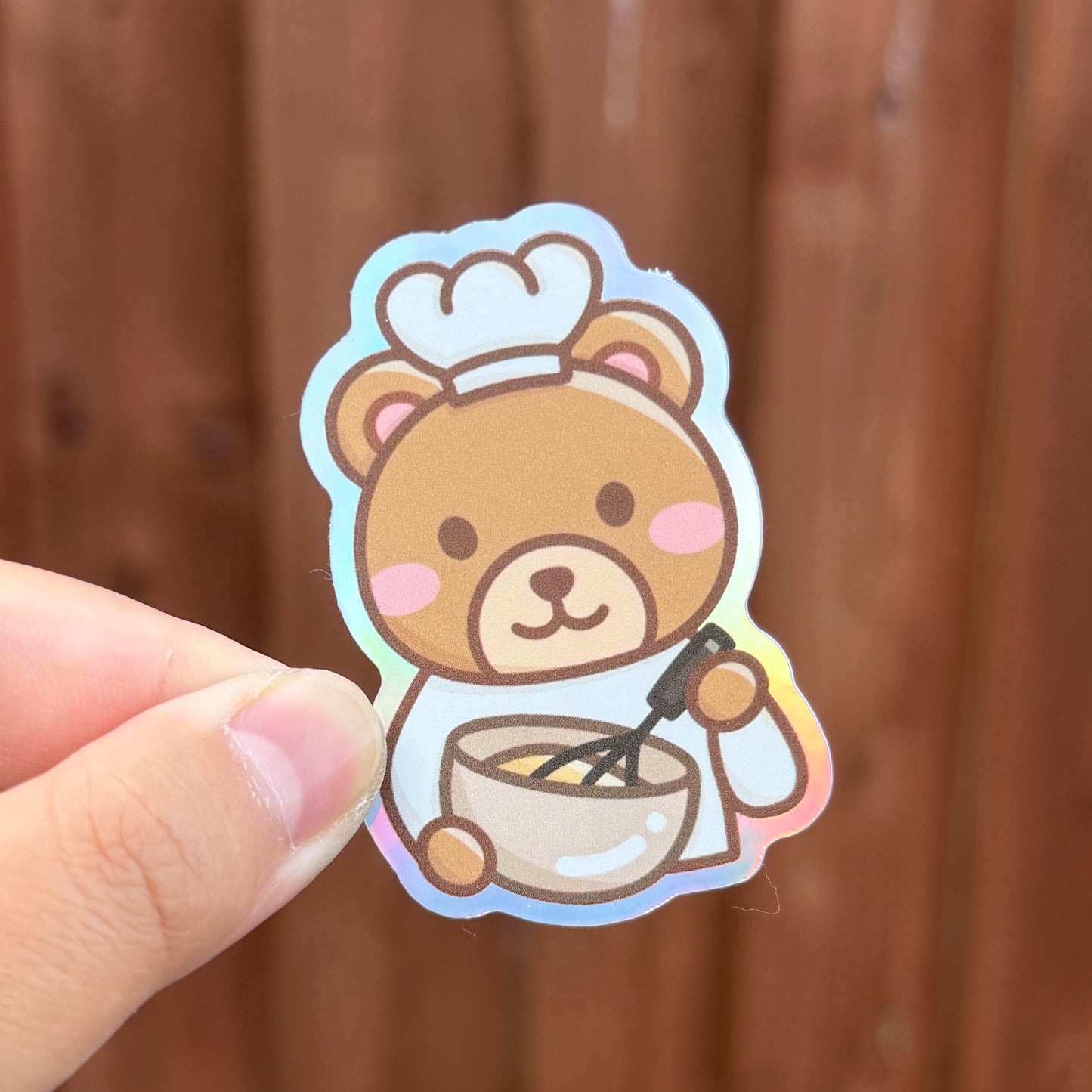 Baker Bear - Holographic Die Cut Sticker