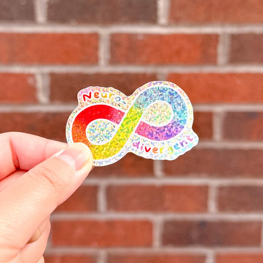 Rainbow Infinity - Neurodivergent, Autistic, ADHD - Premium Glitter Die Cut Stickers