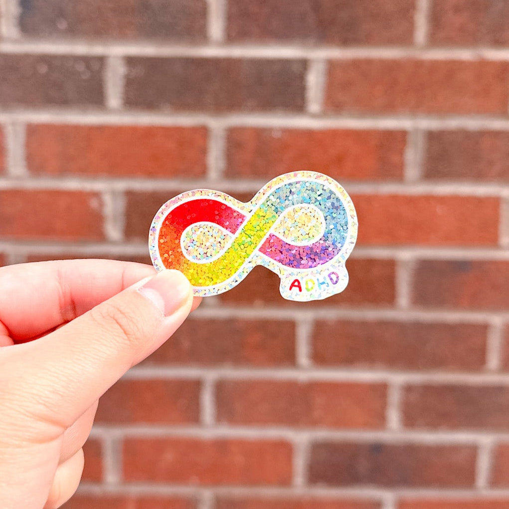 Rainbow Infinity - Neurodivergent, Autistic, ADHD - Premium Glitter Die Cut Stickers