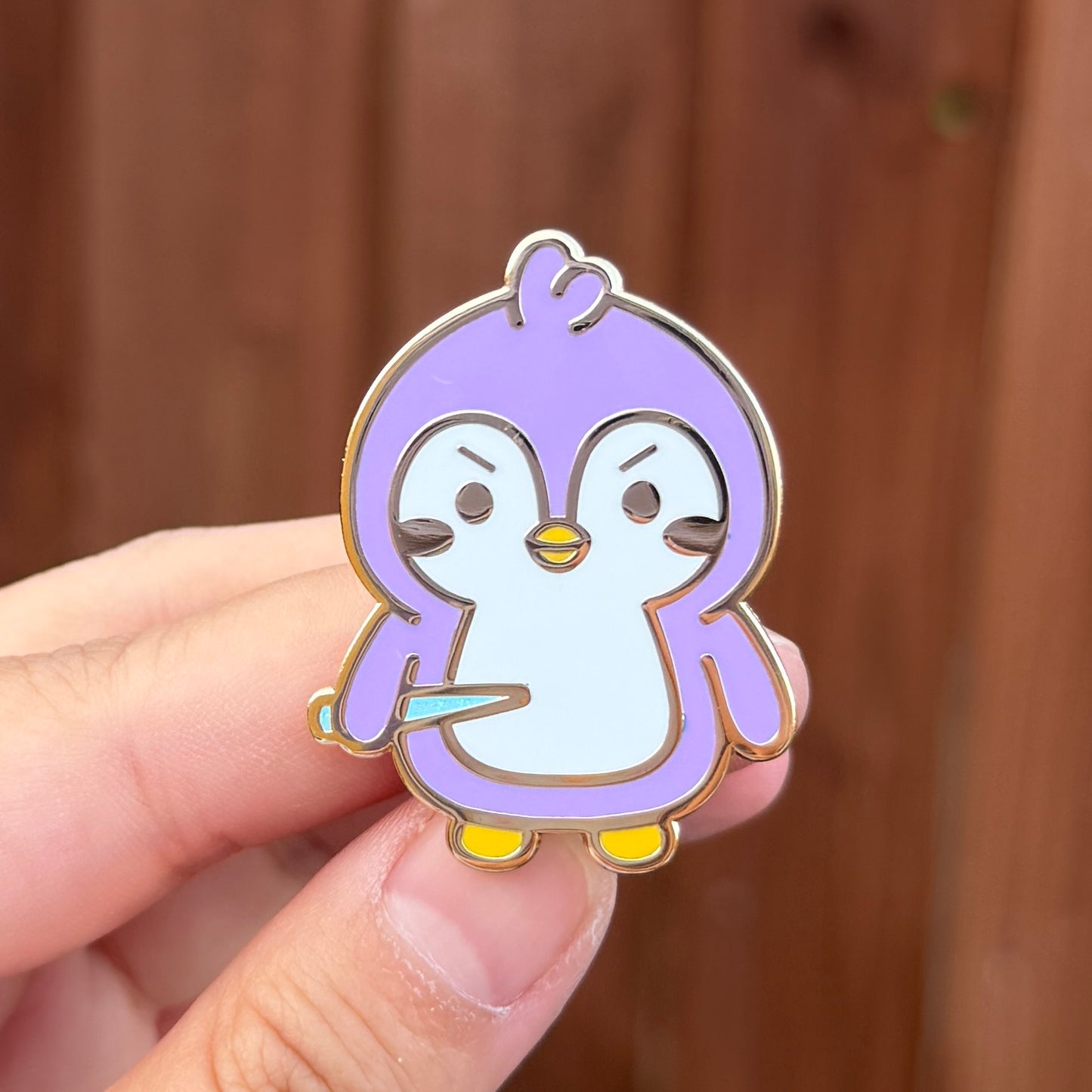 Angry Penguin - Gold Enamel Pin