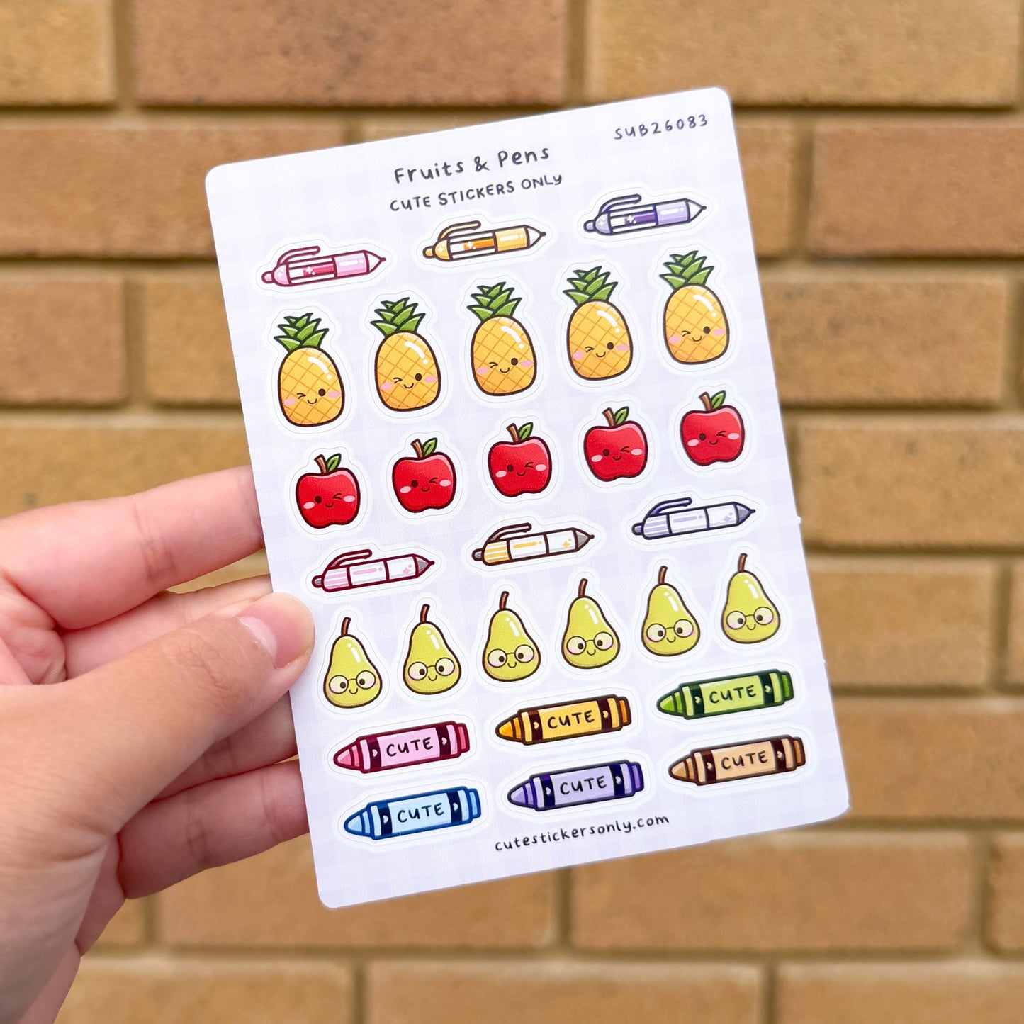 Fruits & Pens - Sticker Sheet