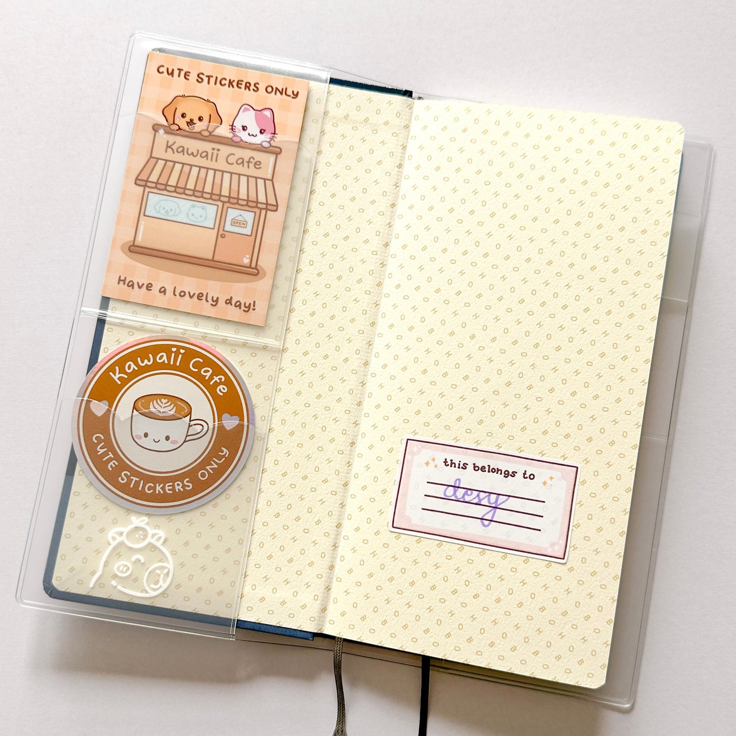 Hobonichi Weeks Clear Cover - Cute Capybara with Pockets and Pen Loop