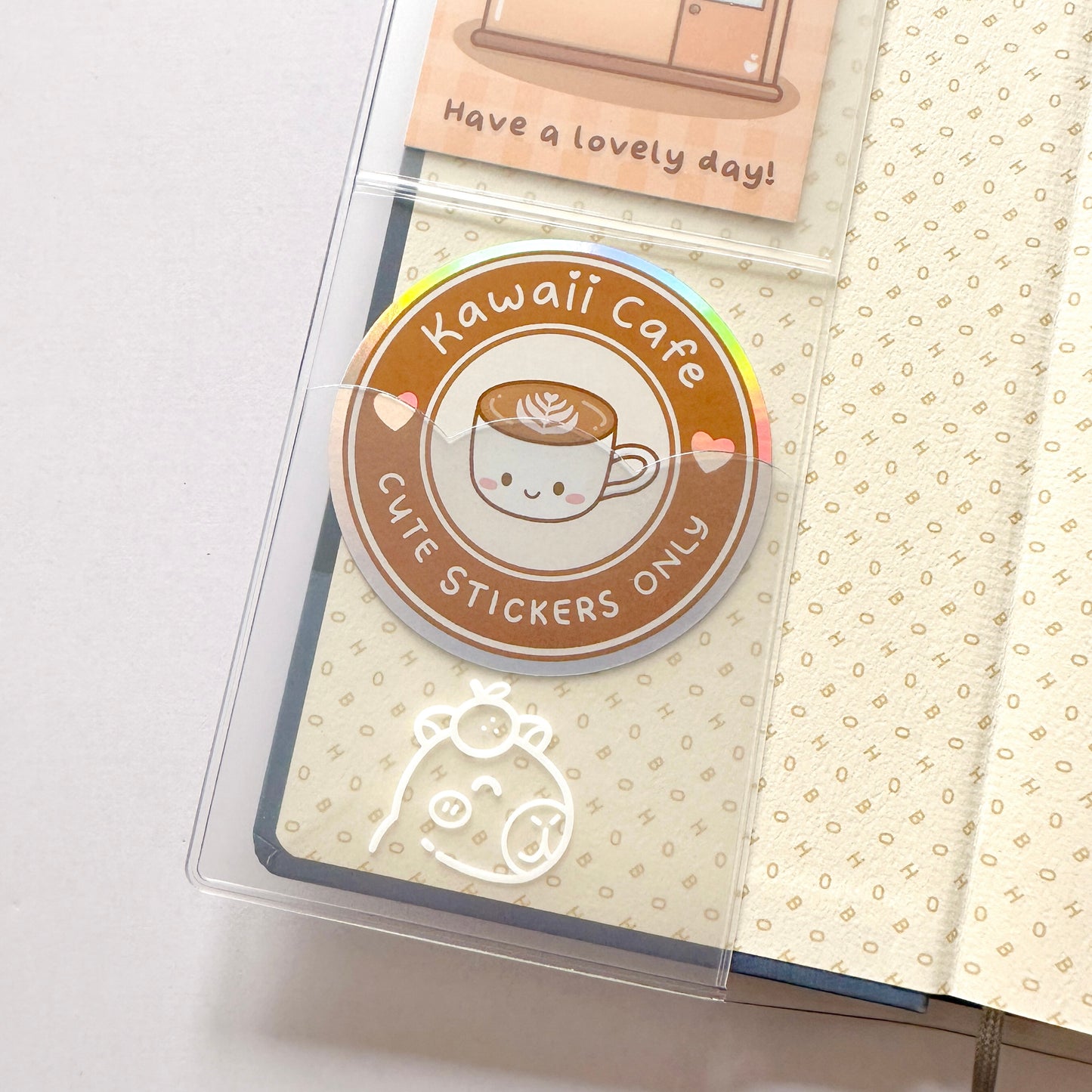 Hobonichi Weeks Clear Cover - Cute Capybara with Pockets and Pen Loop