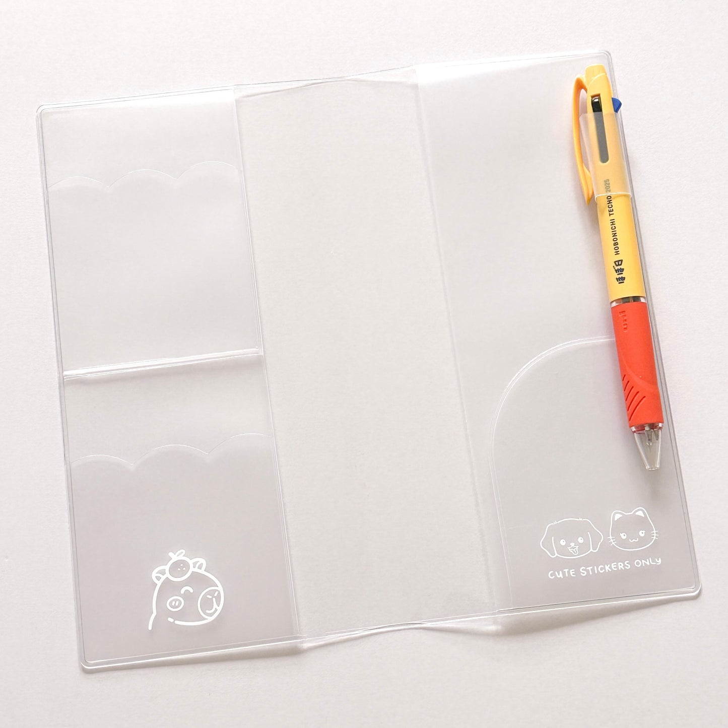 Hobonichi Weeks Clear Cover - Cute Capybara with Pockets and Pen Loop