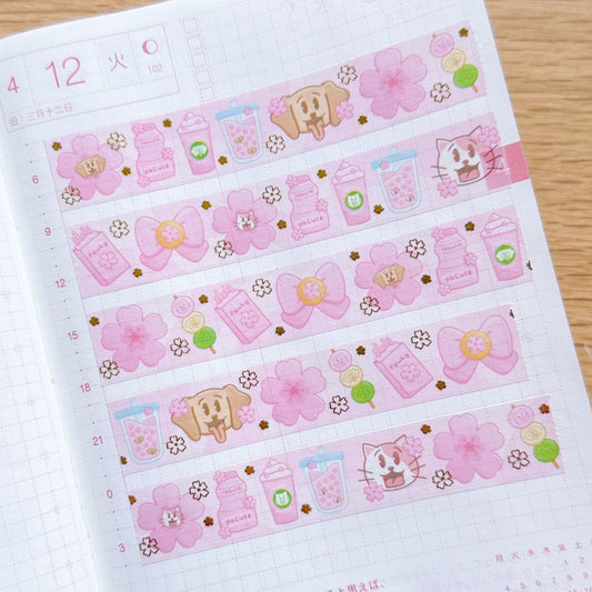 Sakura Washi Tapes (Set of 20mm + 15mm) with Gold Foil
