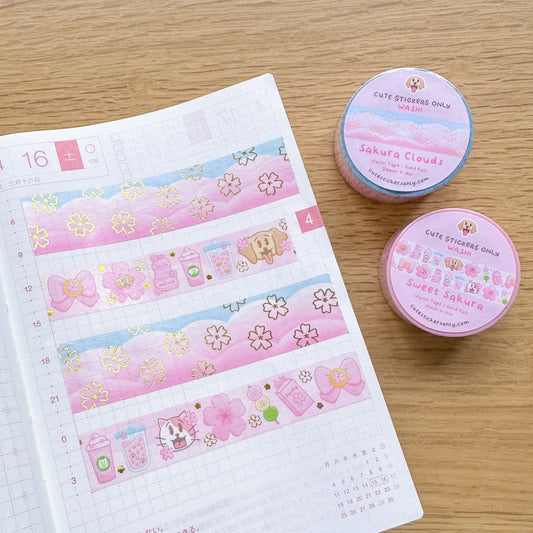 Sakura Washi Tapes (Set of 20mm + 15mm) with Gold Foil
