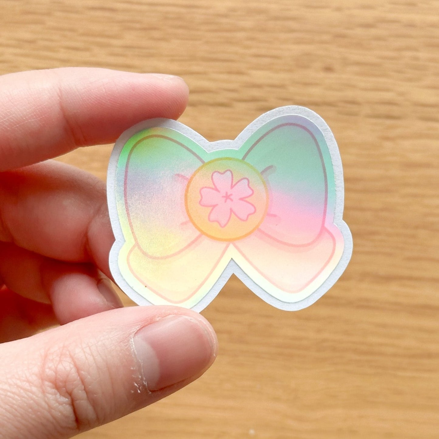 Sakura Bow - Holographic Die Cut Sticker