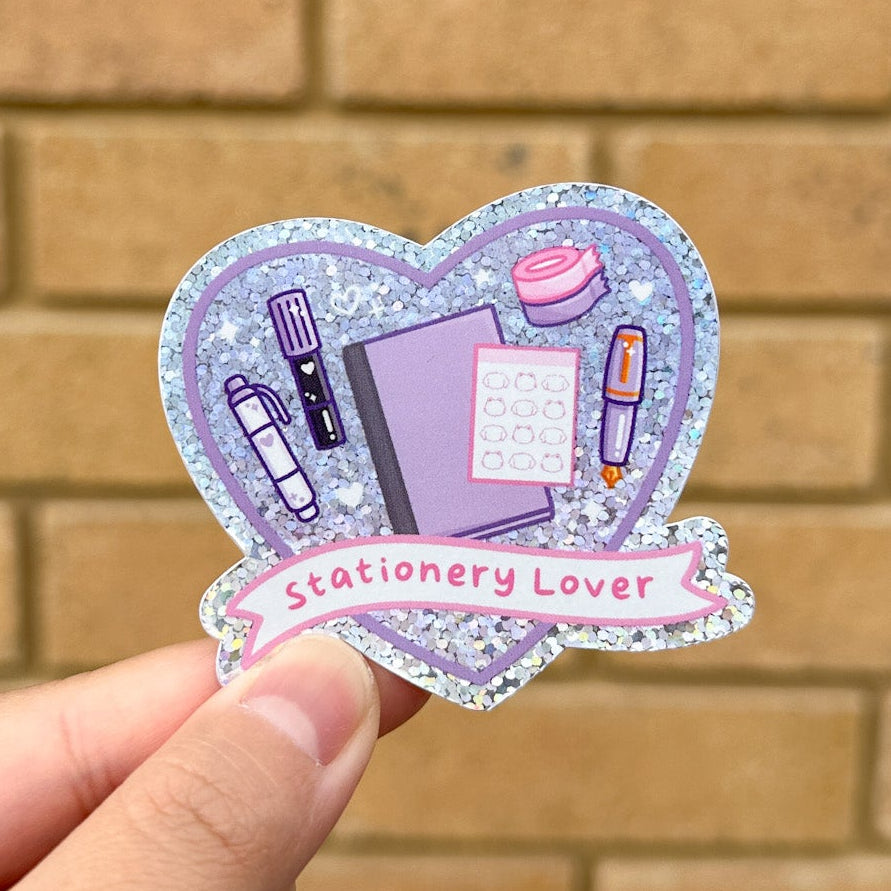 Stationery Lover Glitter Die Cut Sticker