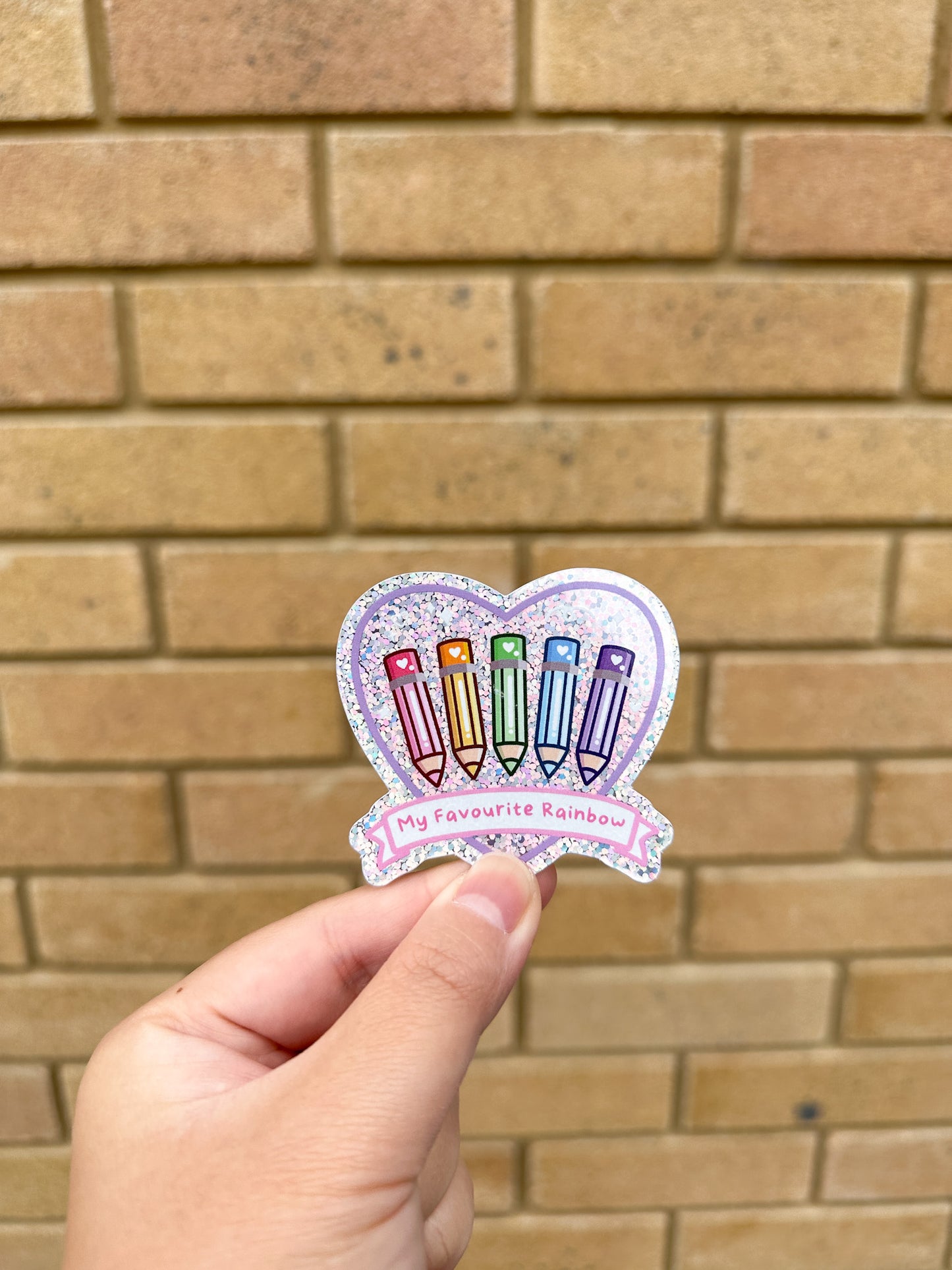 My Favourite Rainbow Glitter Die Cut Stickers