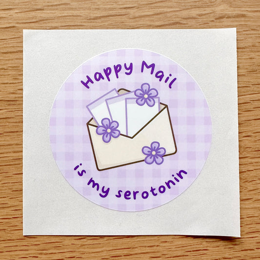 Happy mail is my serotonin - Large Seal Sticker