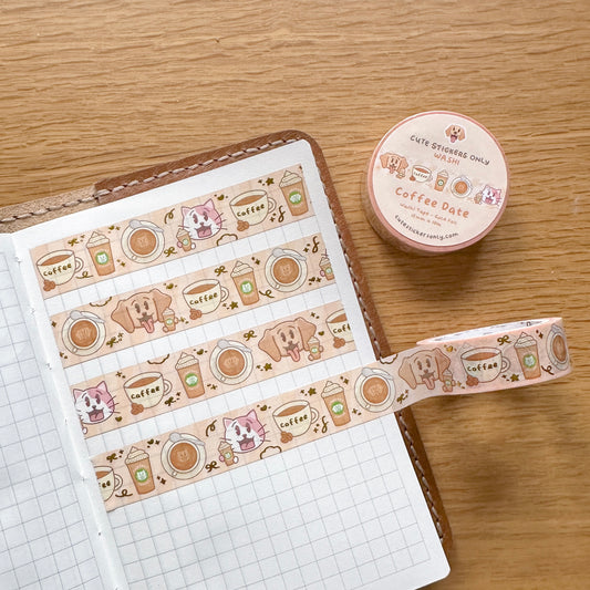 Coffee Date 15mm Washi Tape with Gold Foil