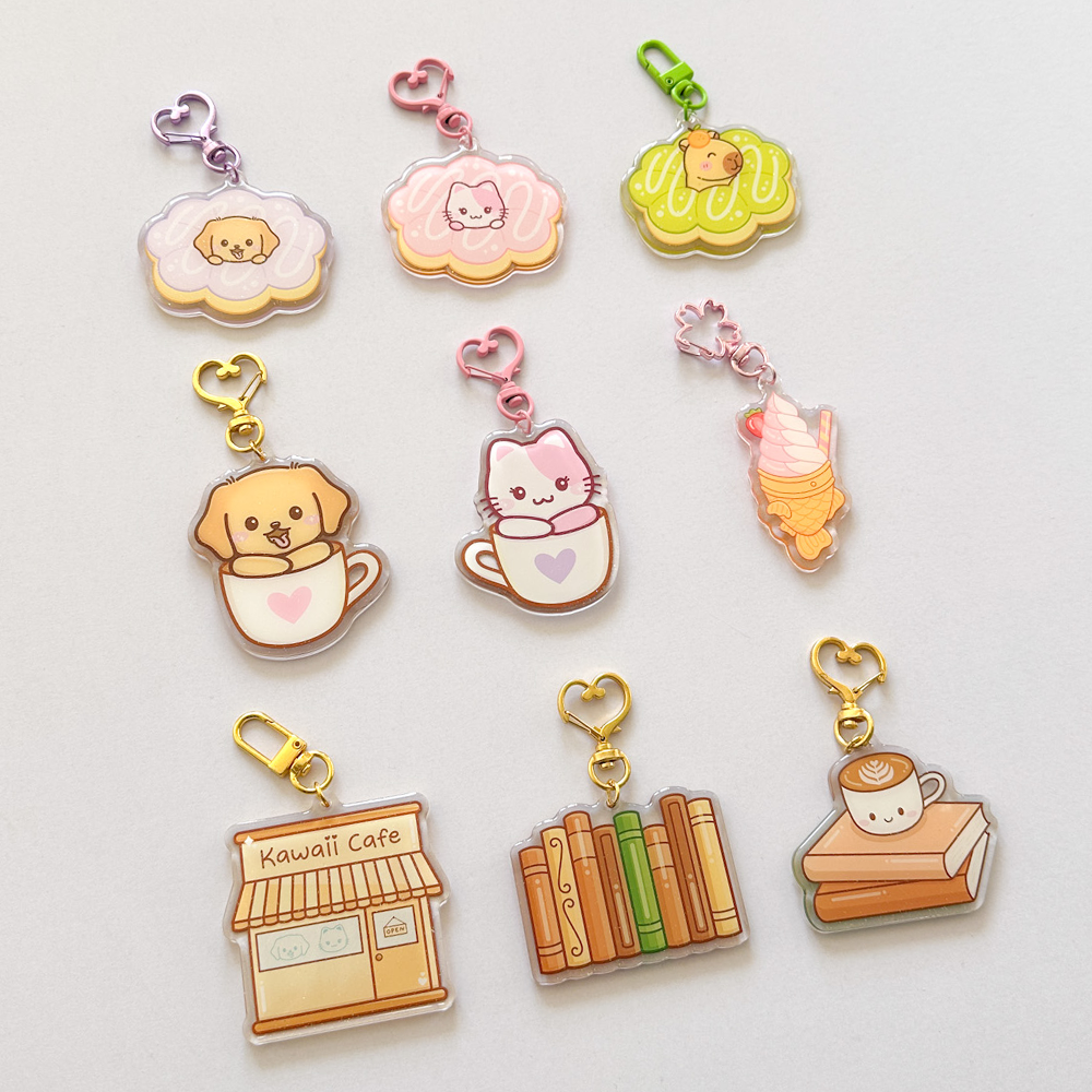 Kawaii Cafe - 2.5in Glitter Epoxy Keychains
