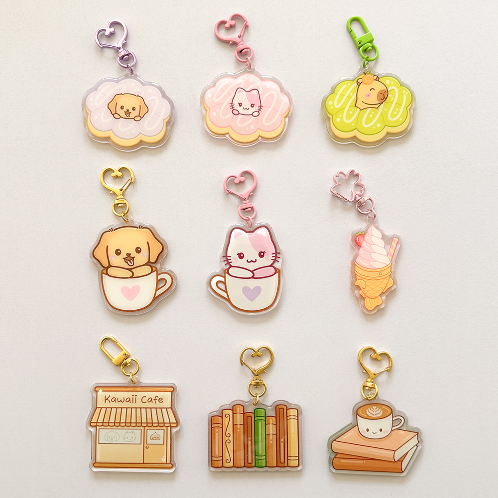Kawaii Cafe - 2.5in Glitter Epoxy Keychains