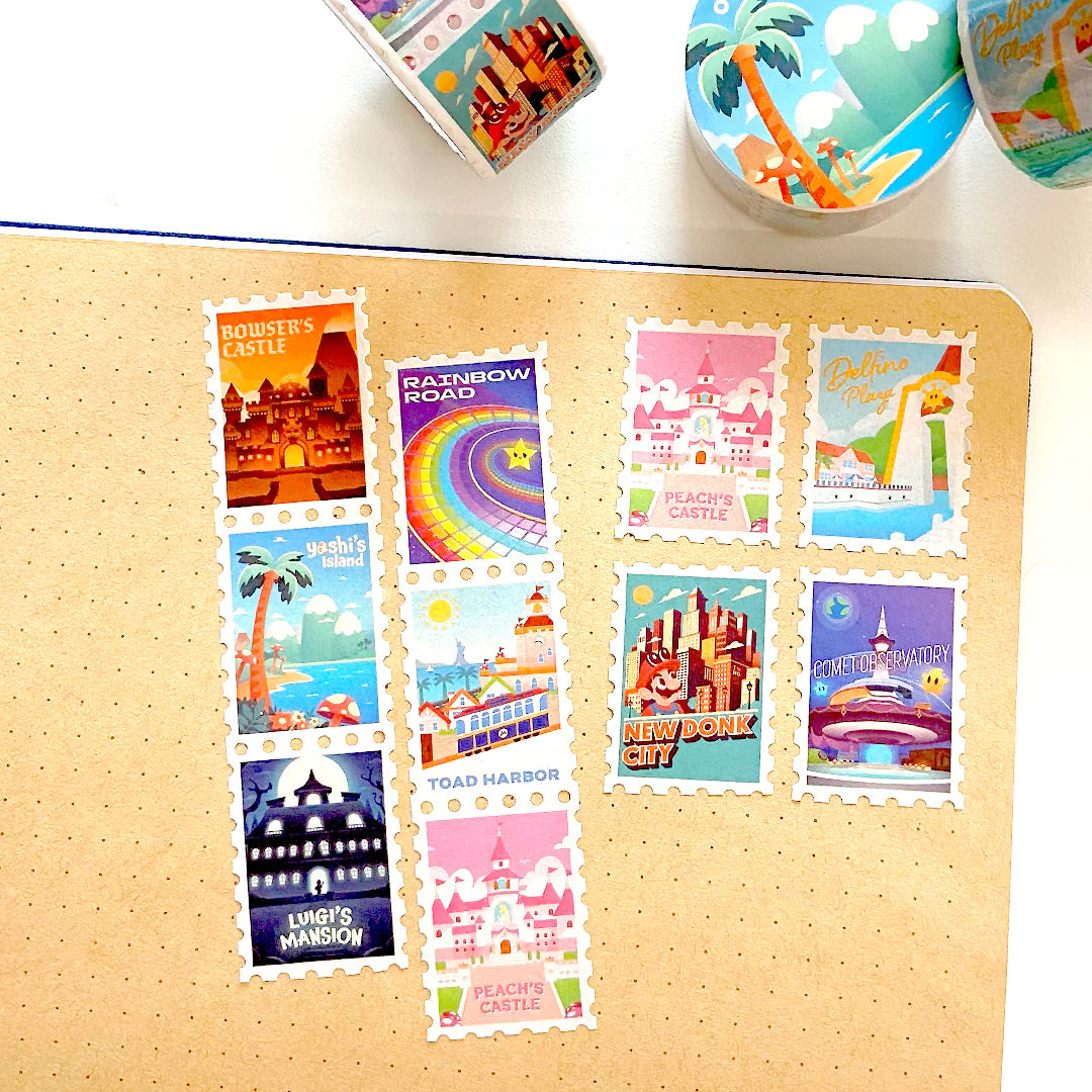 Mushroom Kingdom Destinations Stamp Washi