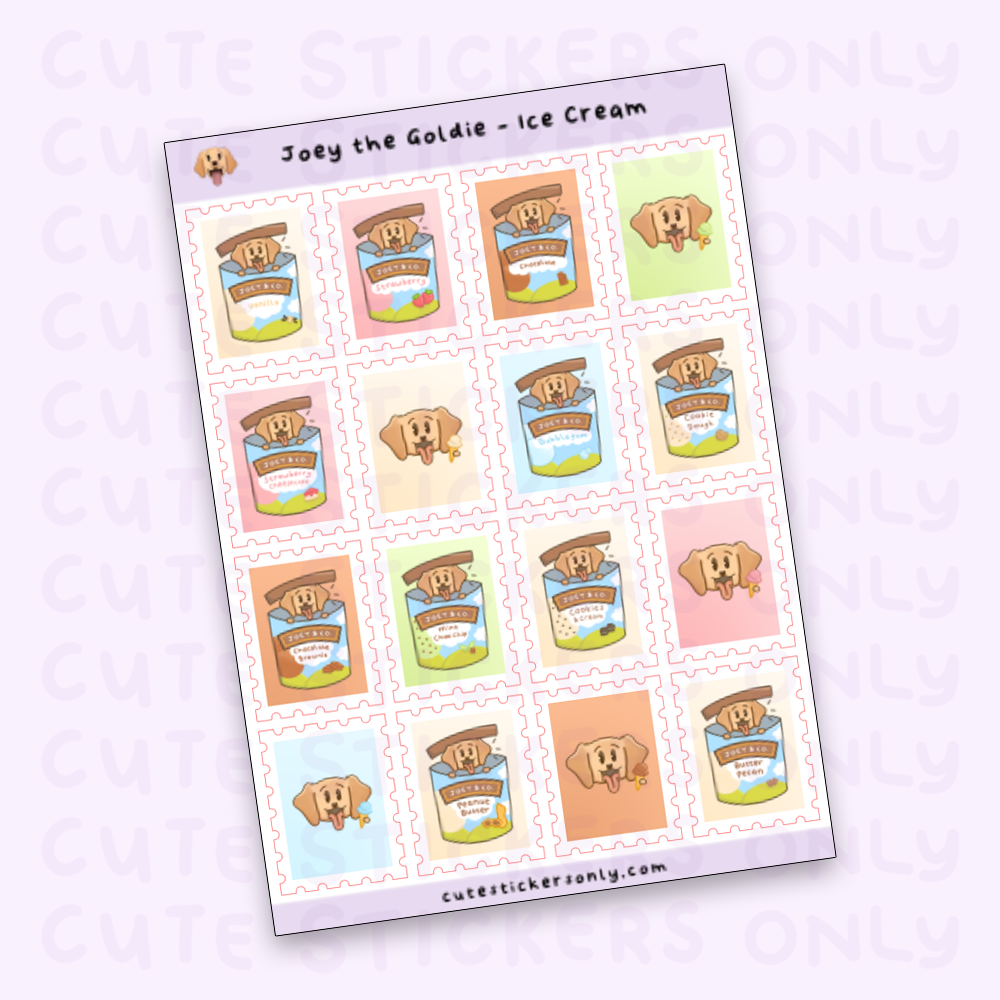 Ice Cream - Joey and Cake Stamp Sticker Sheet