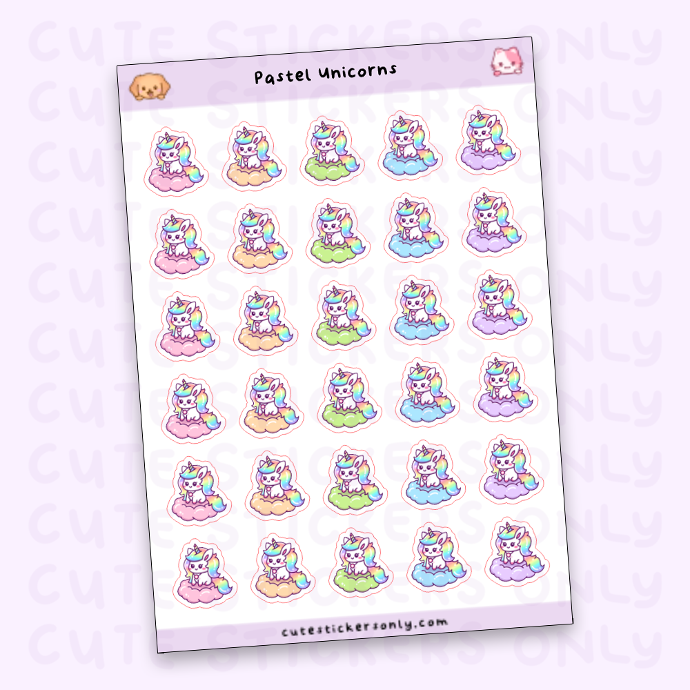 Pastel Unicorn - Sticker Sheets