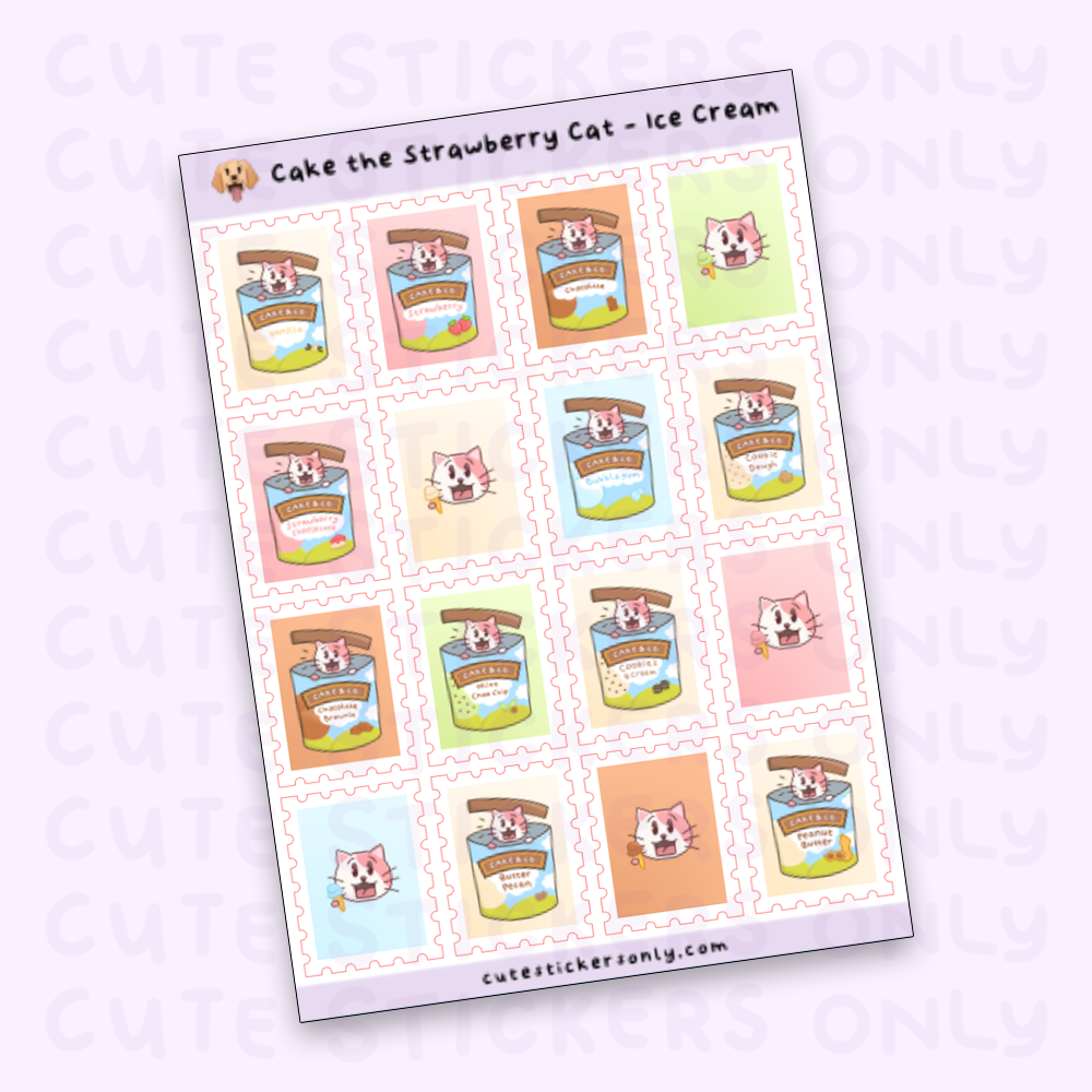 Ice Cream - Joey and Cake Stamp Sticker Sheet