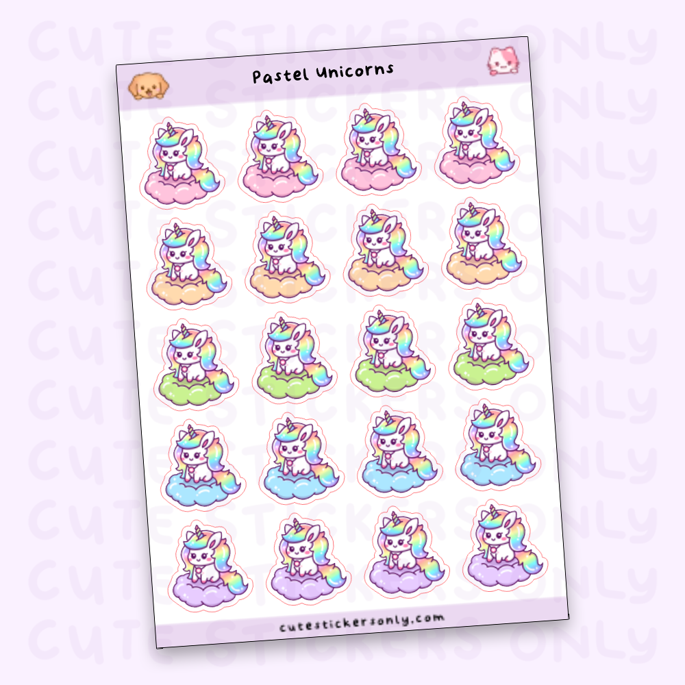 Pastel Unicorn - Sticker Sheets