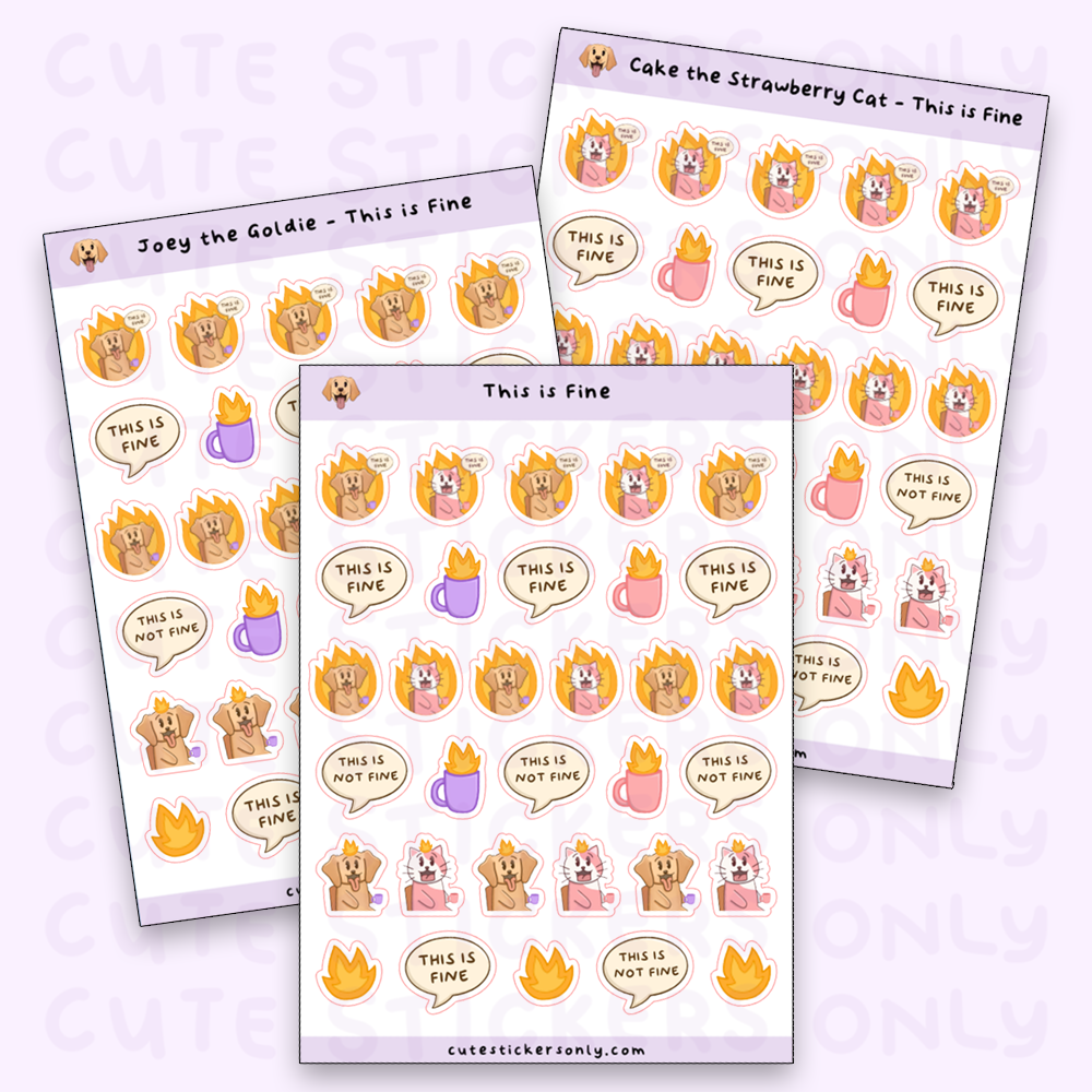 This is Fine - Joey and Cake Sticker Sheet