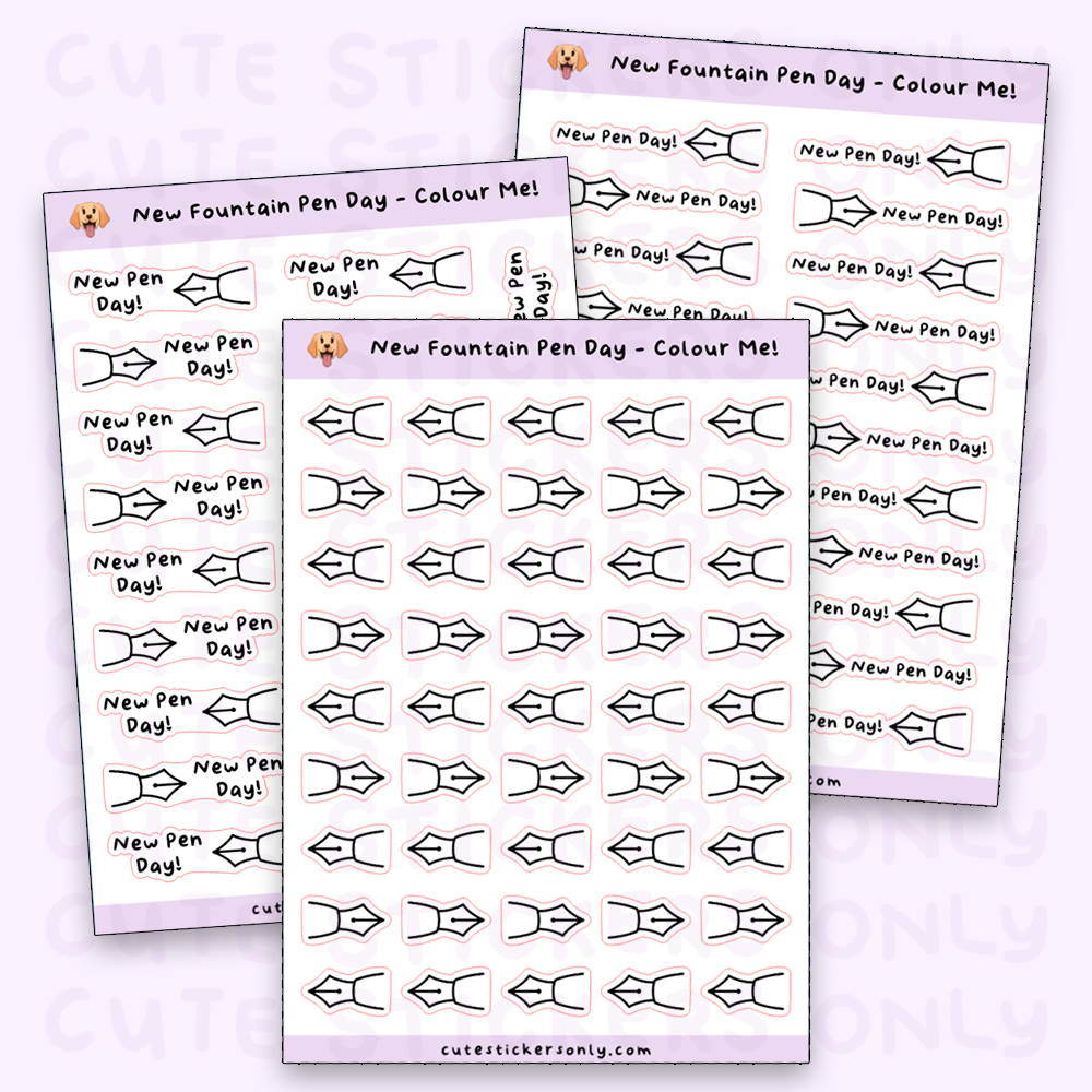 New Fountain Pen Day - Colour Your Own Sticker Sheets