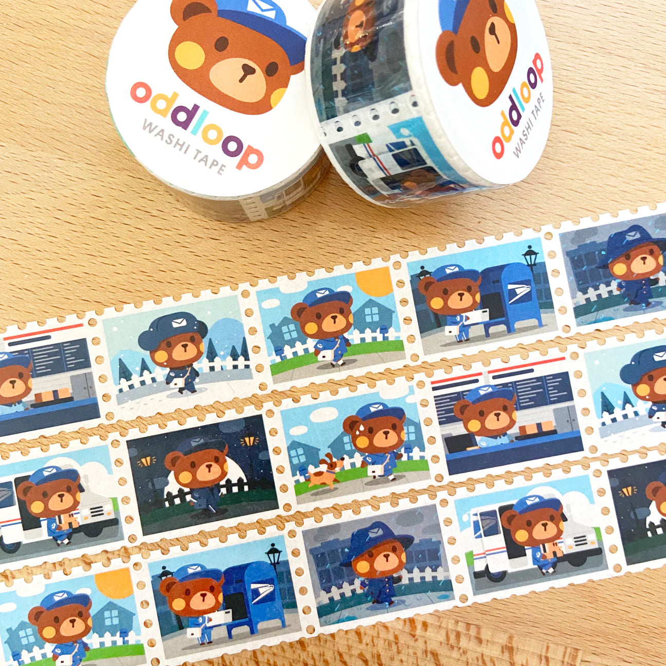 Postal Bear Stamp Washi
