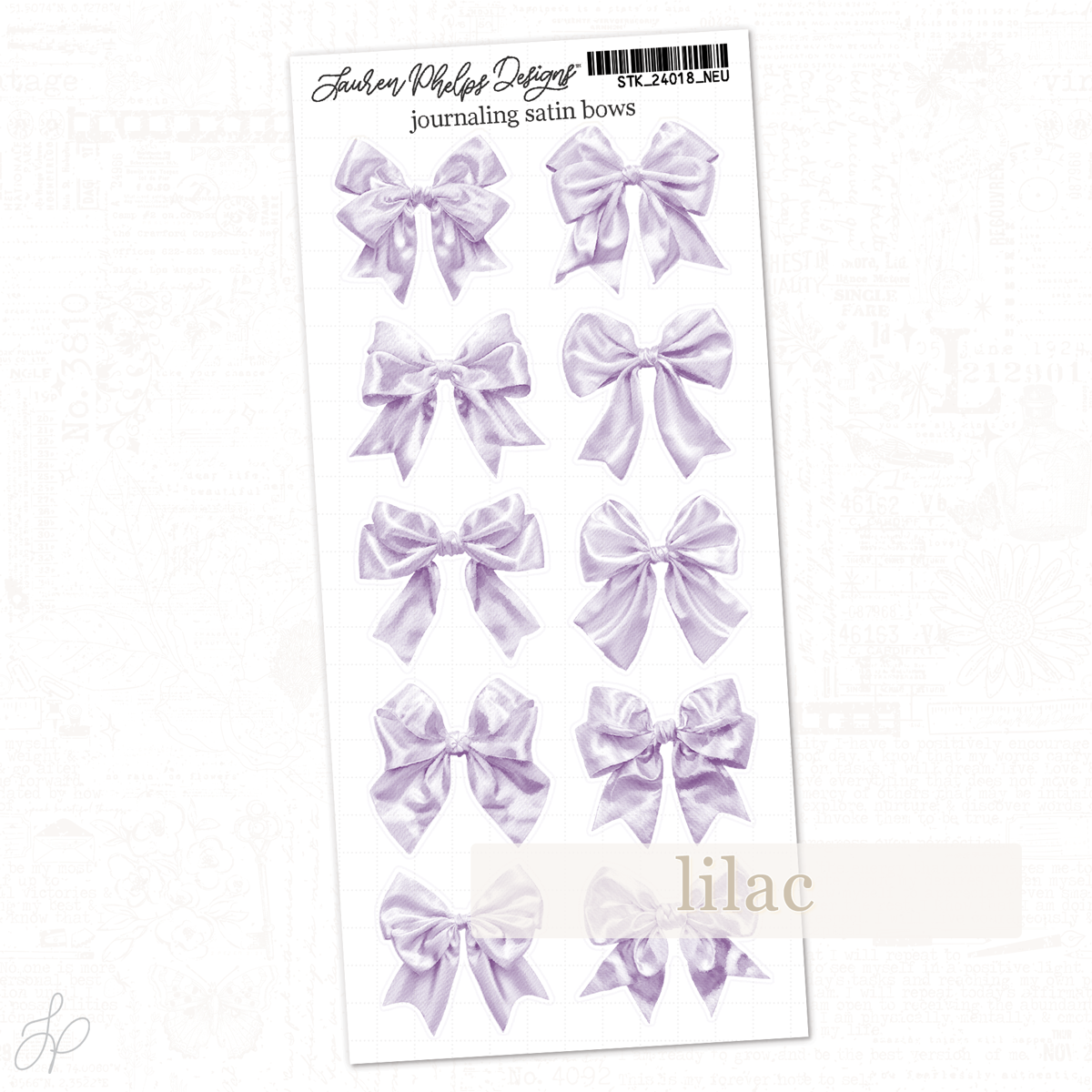 Journaling Satin Bows Sticker Sheets | Classically Chic Basics