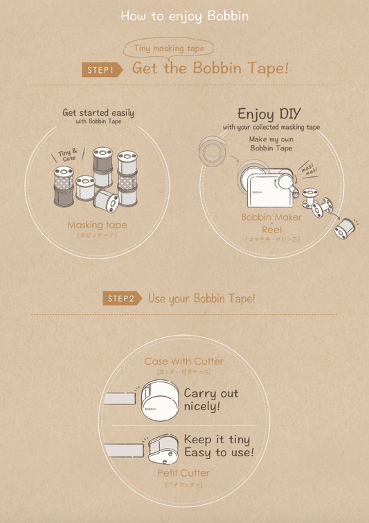 Kokuyo Bobbin Masking Tape Mini Roll Maker, Case and Cutter