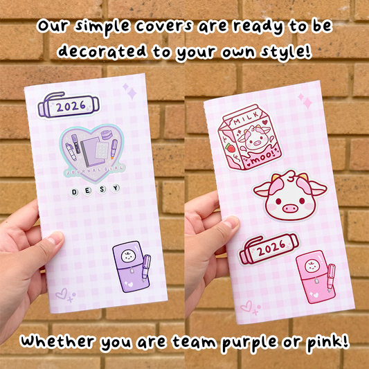 Custard TN Insert Notebook (dot grid, 64pg, 120gsm) - Reversible Pink/Purple Cover