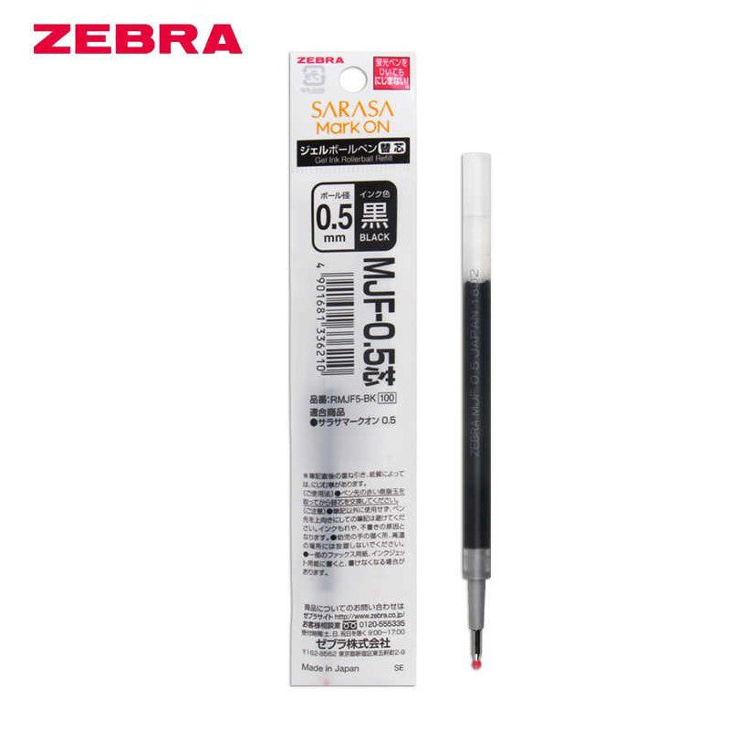 Zebra Sarasa Mark ON Gel Ink Rollerball Pen Refill - Black 0.5mm RMJF5-BK