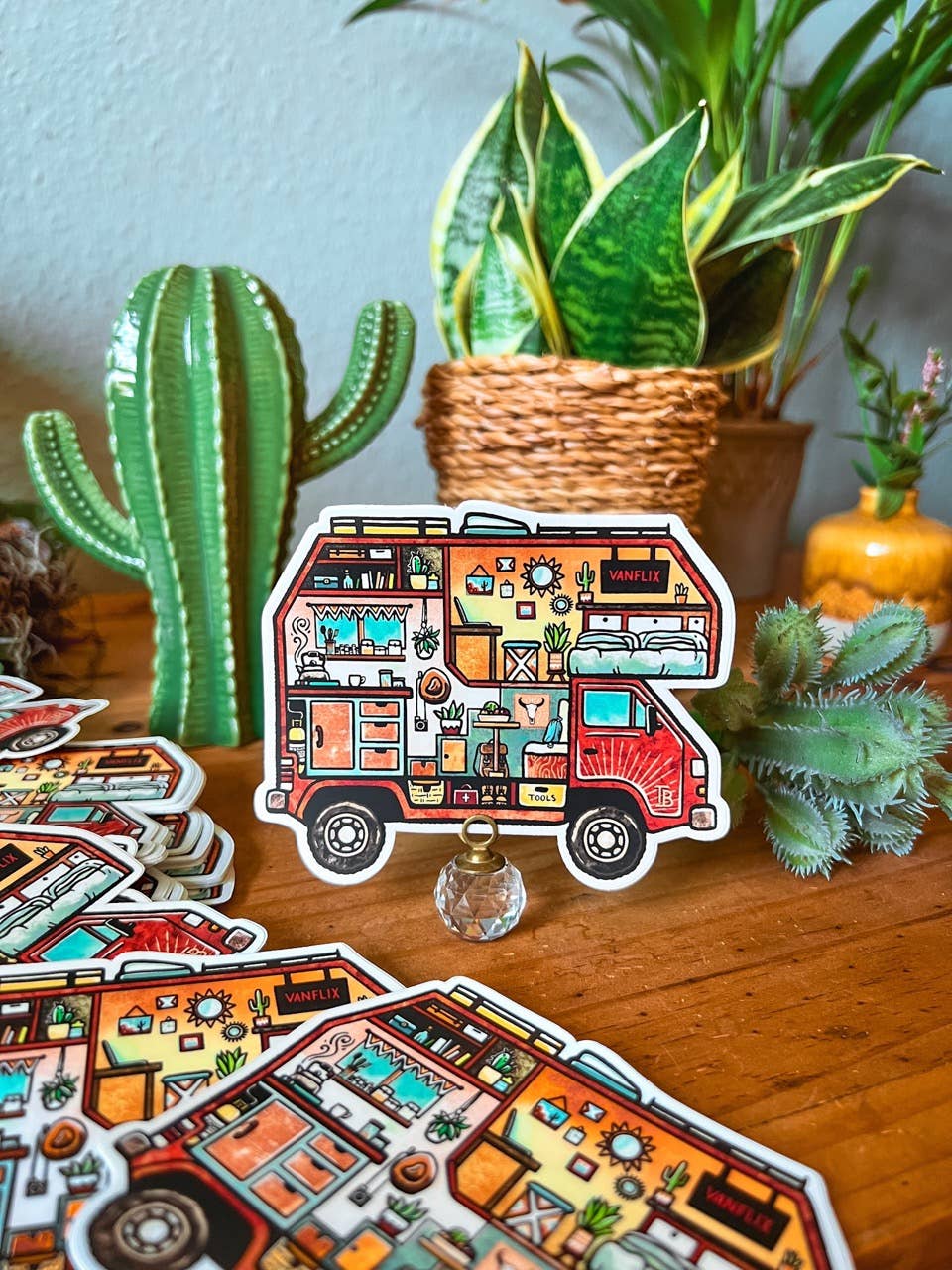 Boho Van - Large Waterproof Sticker