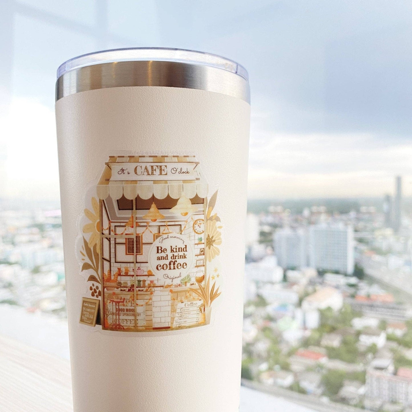 Cafe O'Clock - Clear Vinyl Sticker