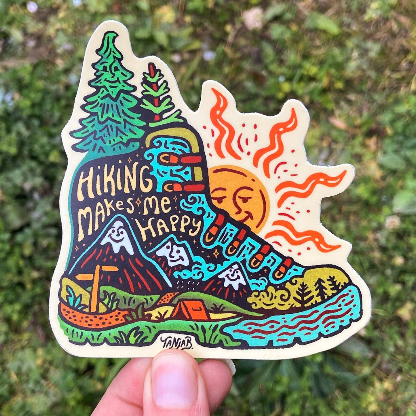Hiking Makes Me Happy - Large Sticker