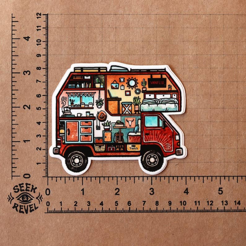 Boho Van - Large Waterproof Sticker