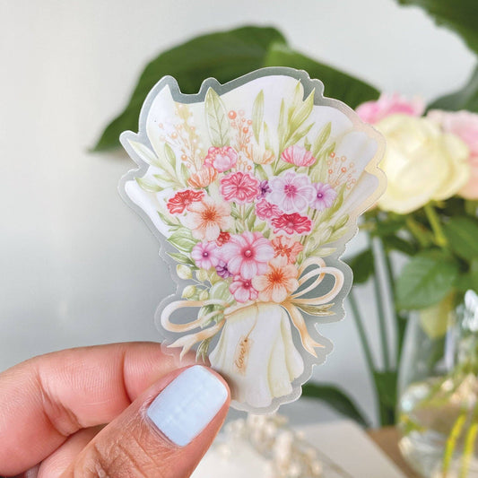 Flower Bouquet - Clear Vinyl Sticker