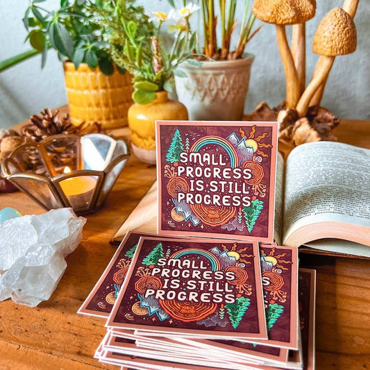 Small Progress Is Still Progress - Large Waterproof Sticker