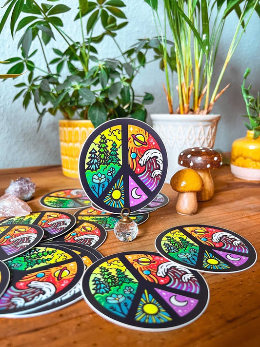Peace on Earth and Beyond - Large Waterproof Sticker