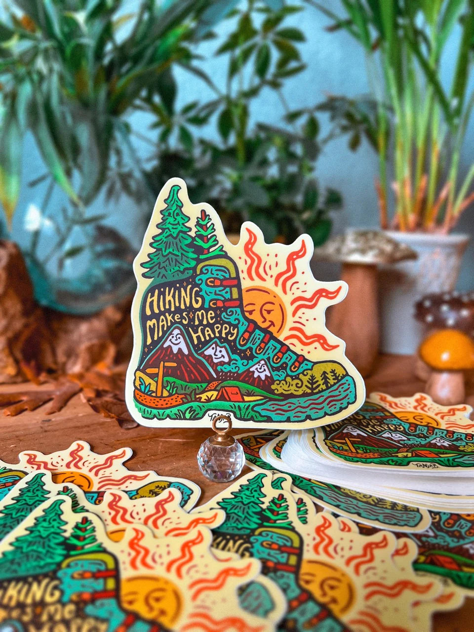 Hiking Makes Me Happy - Large Sticker