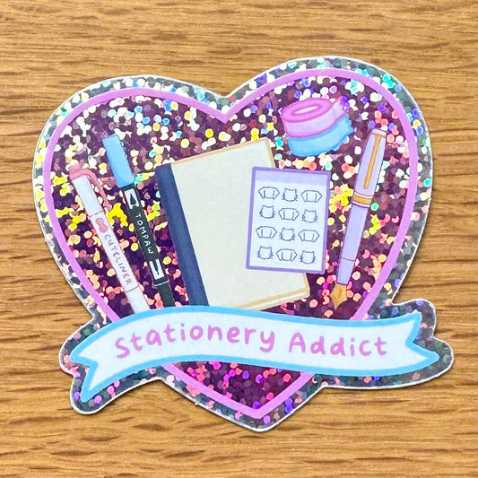 Stationery Addict - Premium Glitter Die Cut Sticker v2