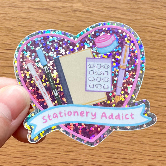 Stationery Addict - Premium Glitter Die Cut Sticker v2