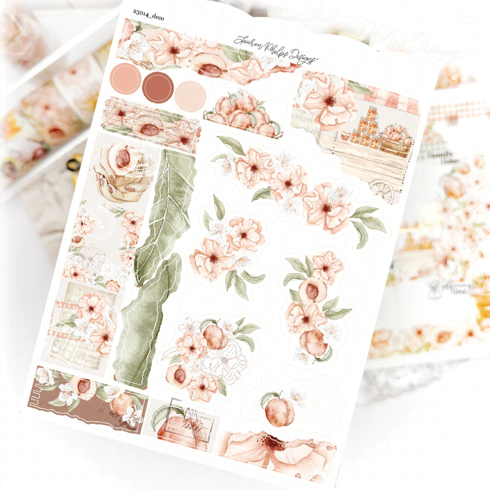 Sweet Peach Satin P.E.T. Journaling Sticker Sheet Set