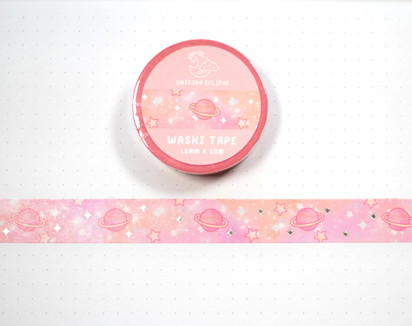 Pink Galaxy Silver Foil Washi Tape