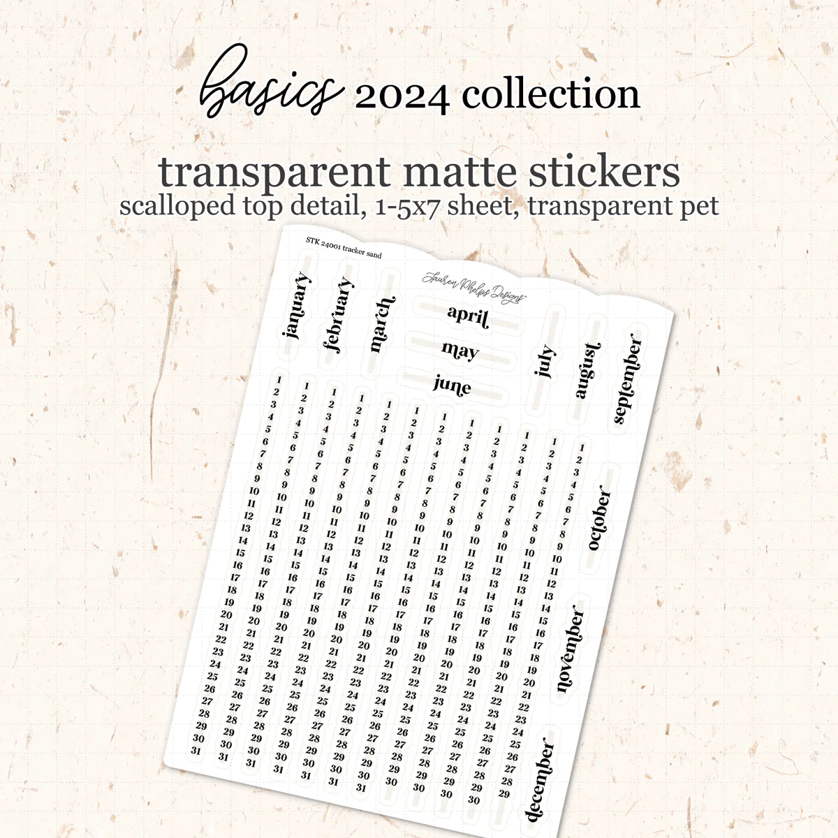 2024 Annual Tracker Satin P.E.T. Sticker Sheet | Sand