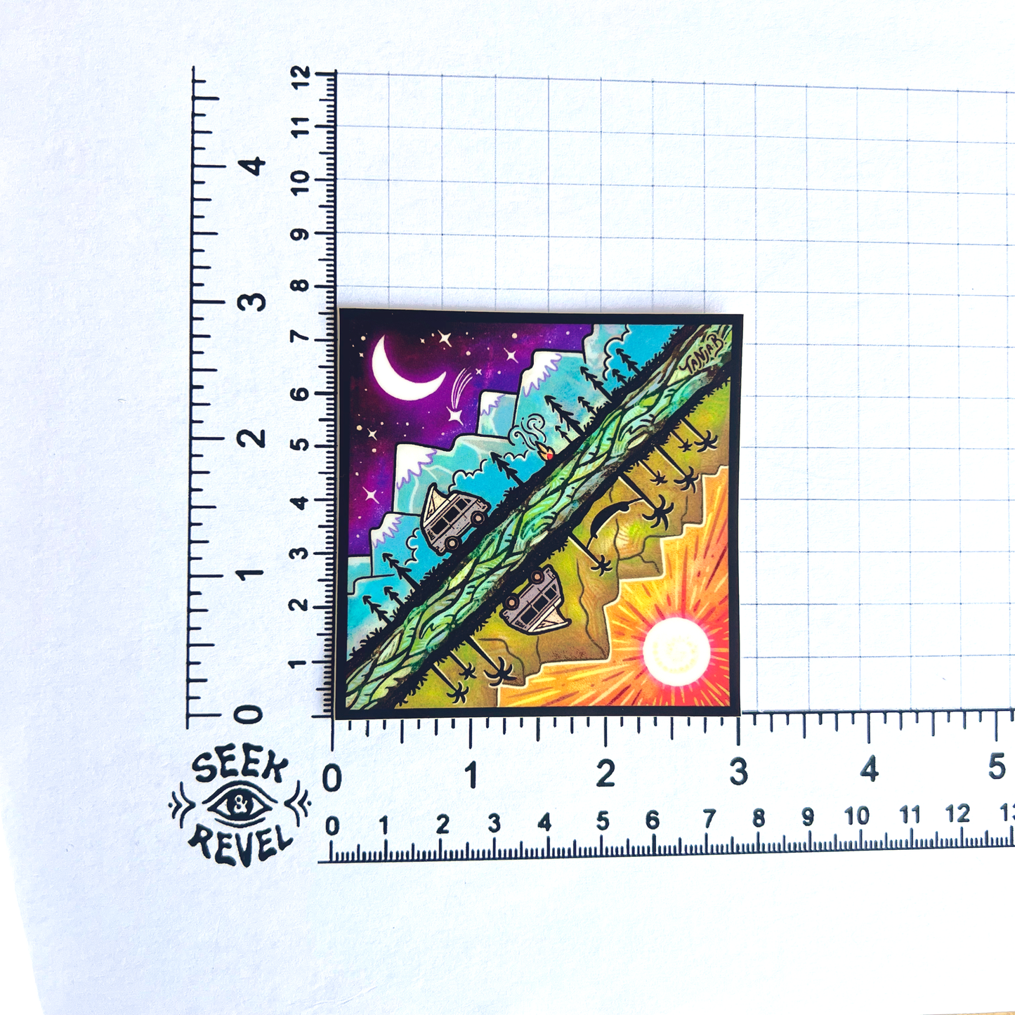 Time and Place - Large Waterproof Sticker