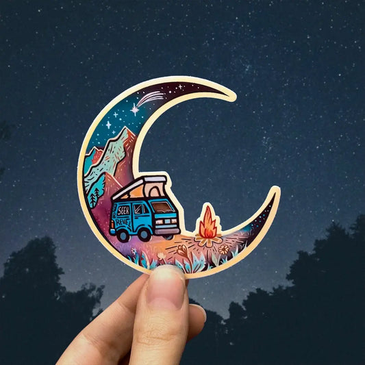 Over the Moon - Large Waterproof Sticker