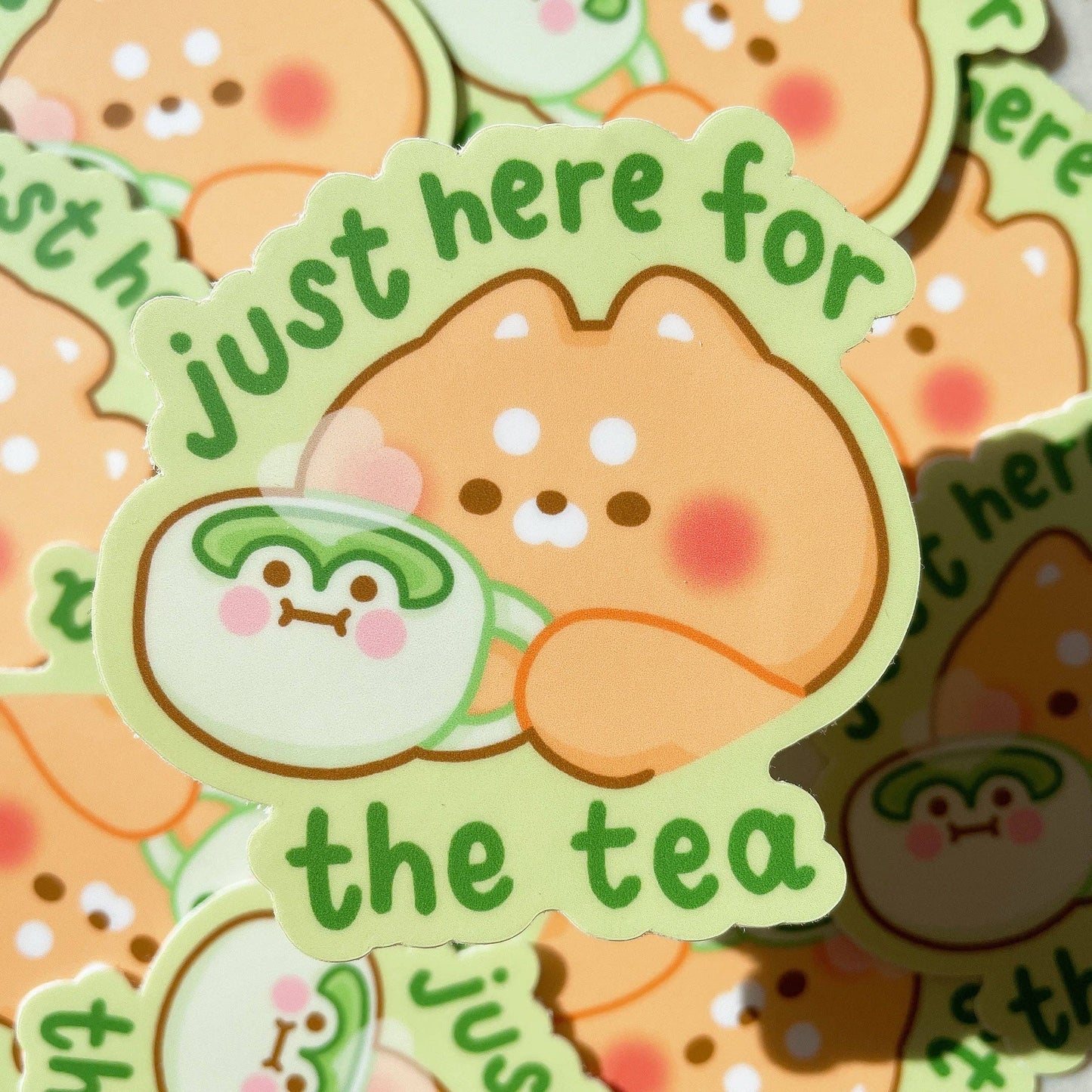 Just Here for the Tea Shiba Dog Vinyl Sticker