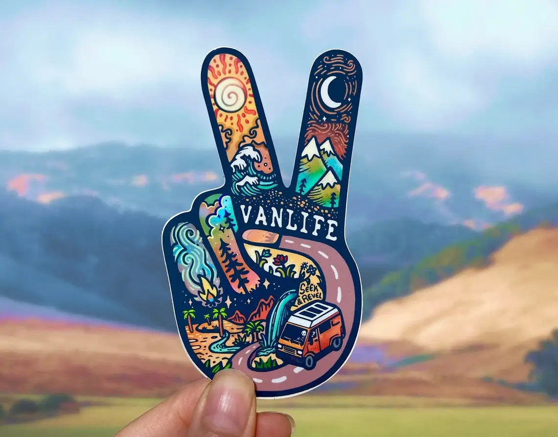 V for Vanlife - Large Waterproof Sticker