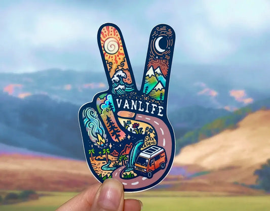 V for Vanlife - Large Waterproof Sticker